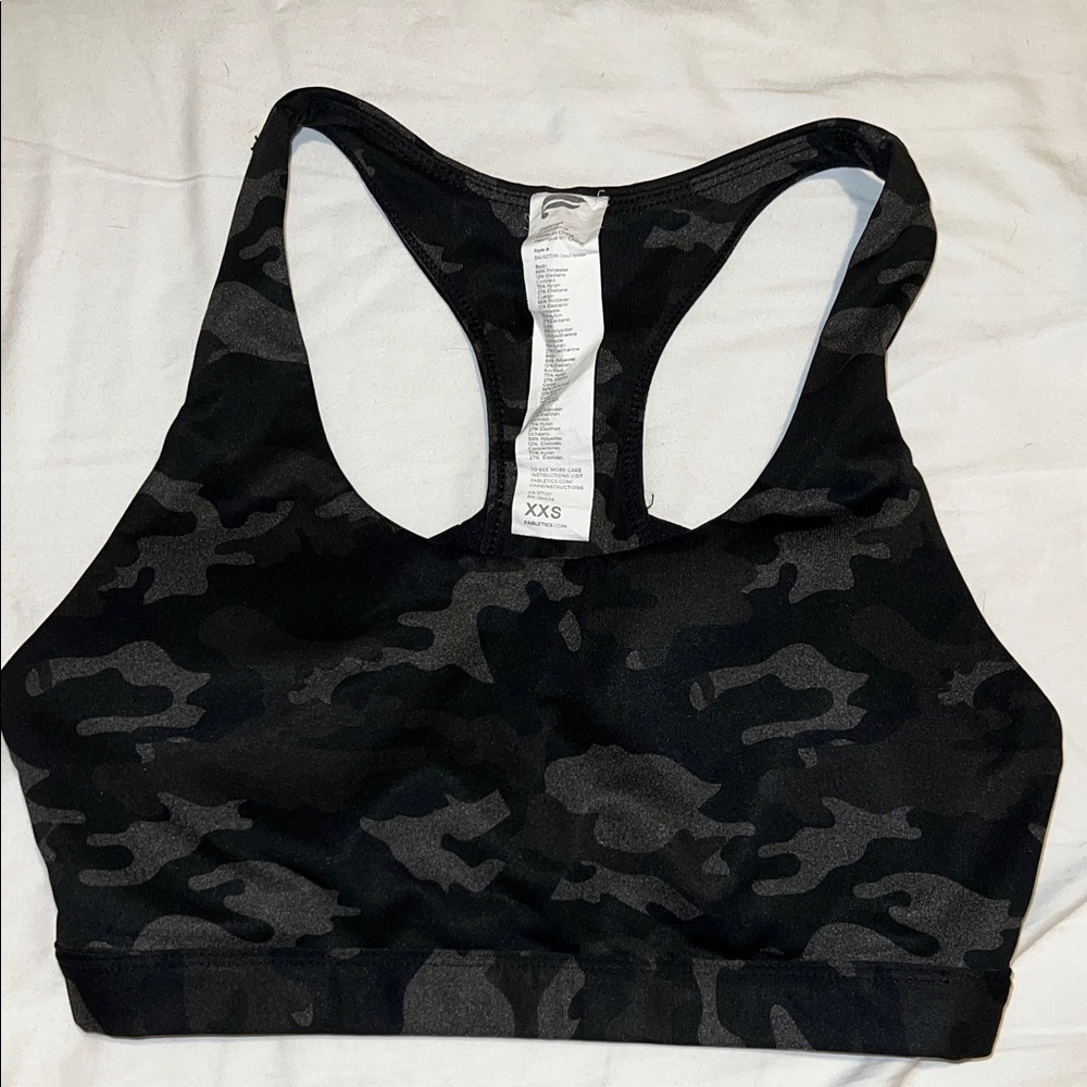 Fabletics Black Camo Sports Bra
